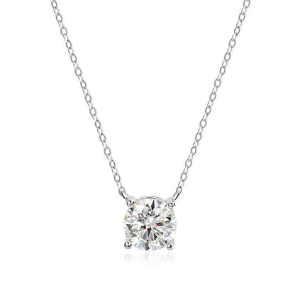 Sparkling, Classic, Lab Diamond Pendant Necklace. 100% 925 Sterling Silver