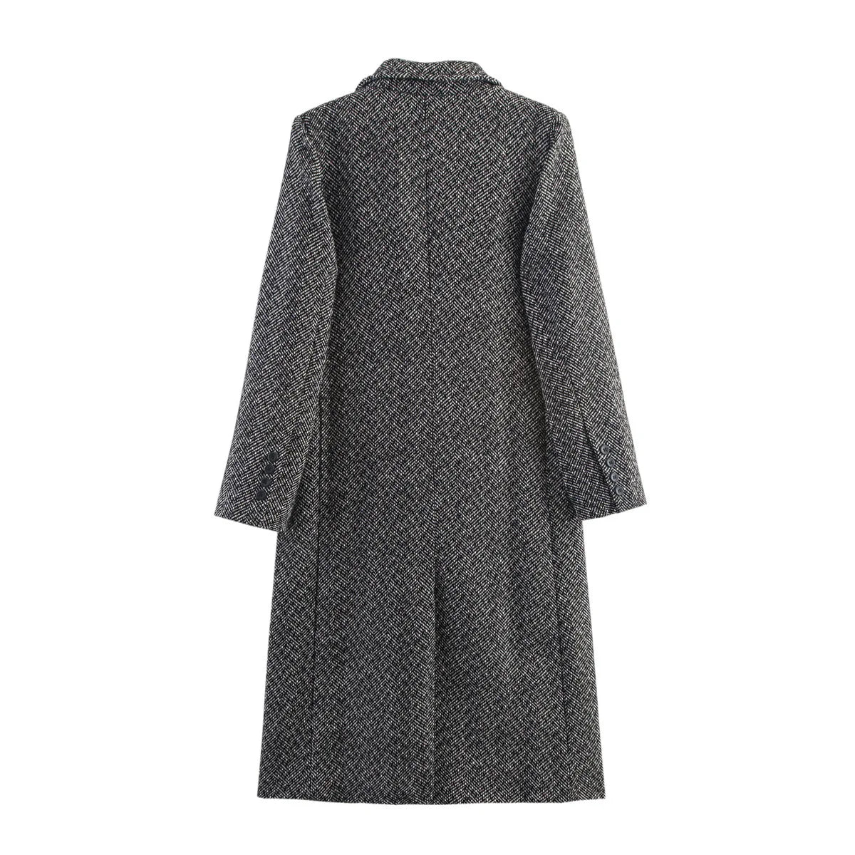 Long Slim Wool Coat – Timeless Double-Breasted Elegance