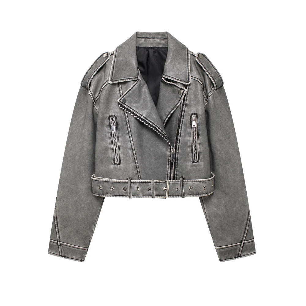 Faux Leather Biker Jacket – Chic Zip-Up Coat