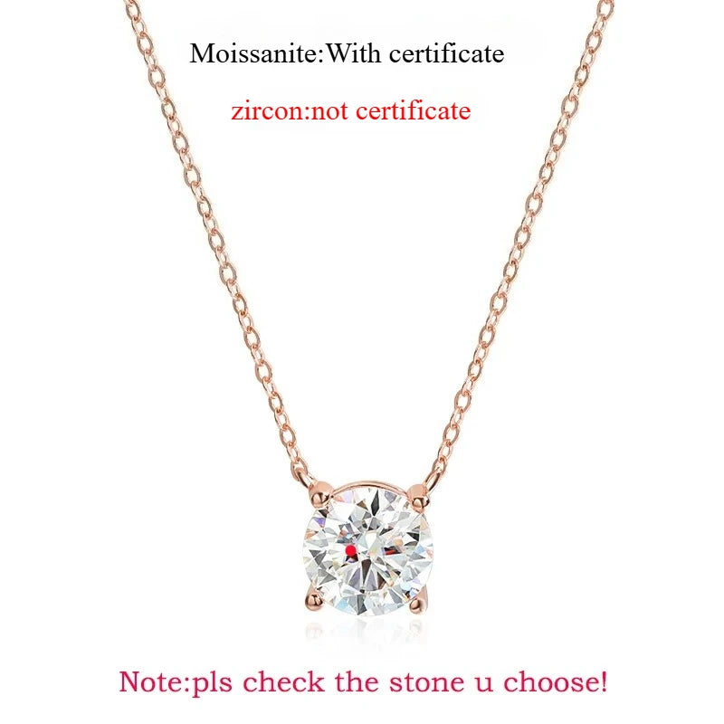 Sparkling, Classic, Lab Diamond Pendant Necklace. 100% 925 Sterling Silver