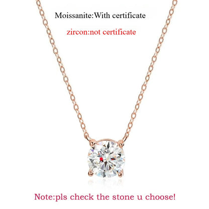 Sparkling, Classic, Lab Diamond Pendant Necklace. 100% 925 Sterling Silver