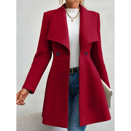 Mia Muse Women's Red Winter Button Coat