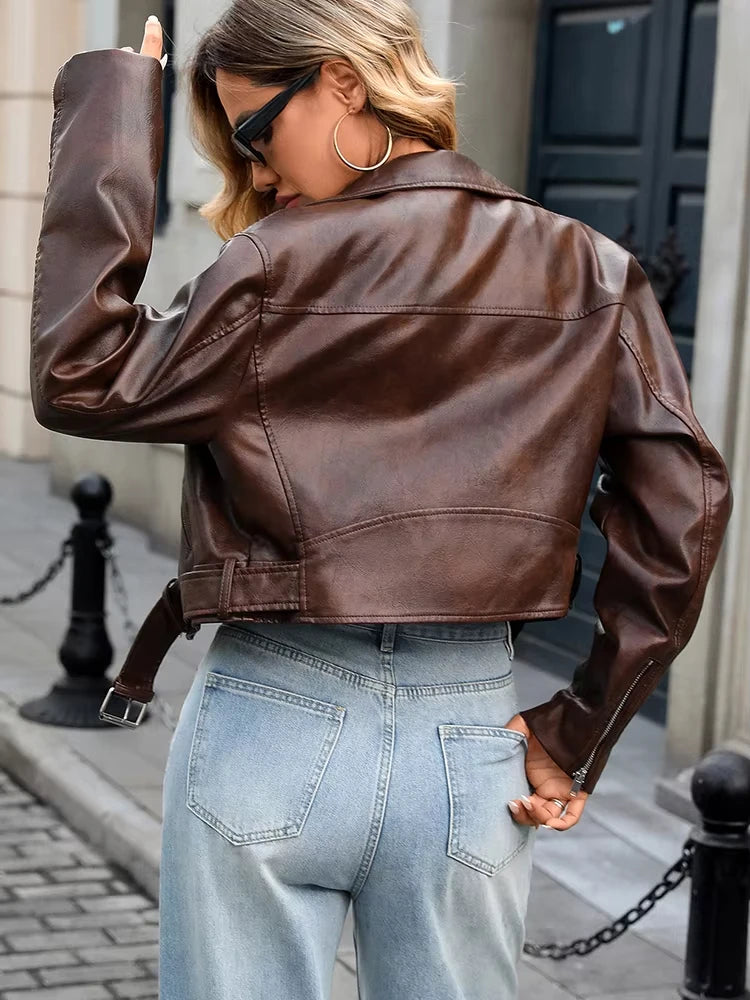 Vintage PU Leather Biker Jacket