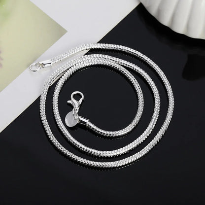 Silver Snake Chain Necklace – Solid Unisex Pendant Chain