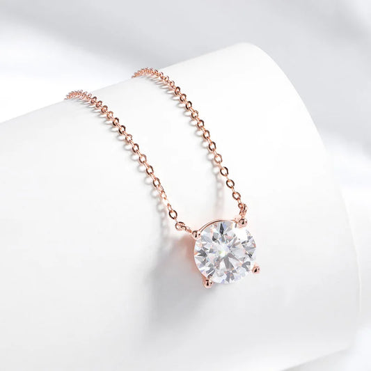 Sparkling, Classic, Lab Diamond Pendant Necklace. 100% 925 Sterling Silver
