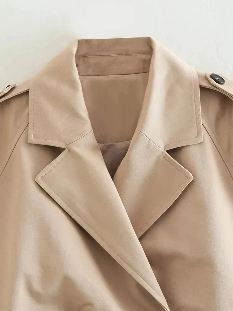 Cropped Belted Trench Jacket