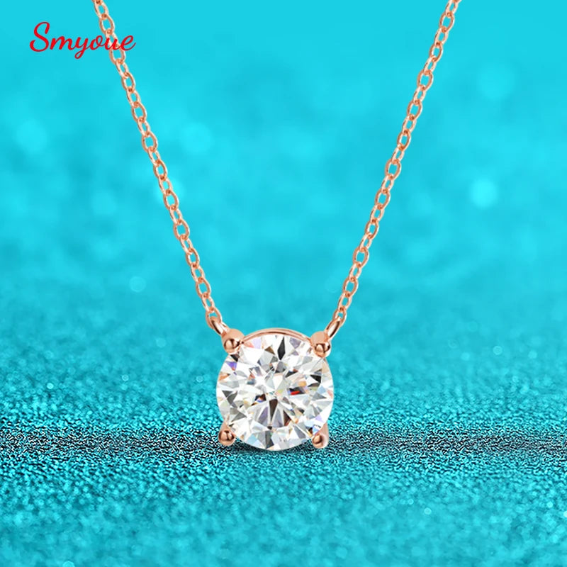 Sparkling, Classic, Lab Diamond Pendant Necklace. 100% 925 Sterling Silver
