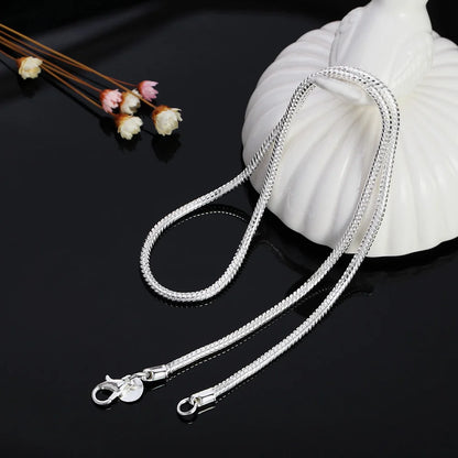 Silver Snake Chain Necklace – Solid Unisex Pendant Chain