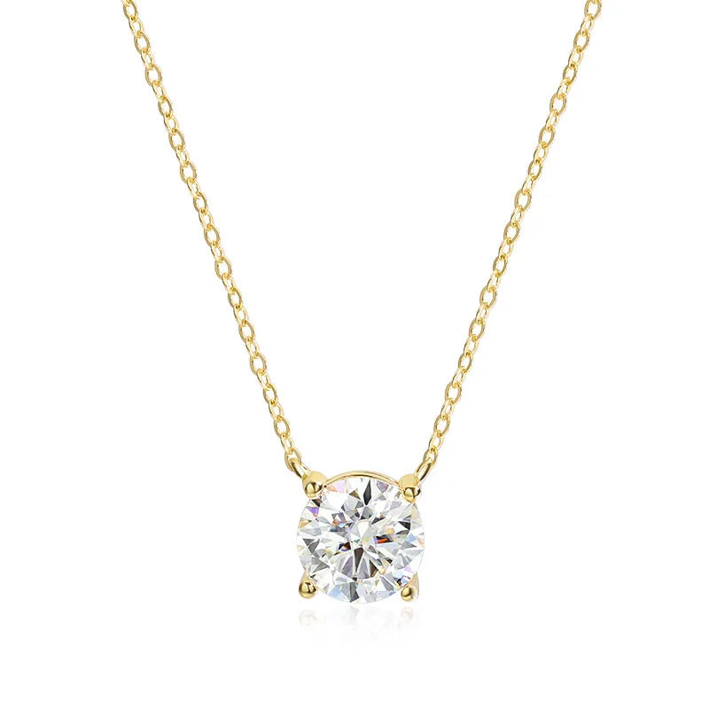 Sparkling, Classic, Lab Diamond Pendant Necklace. 100% 925 Sterling Silver