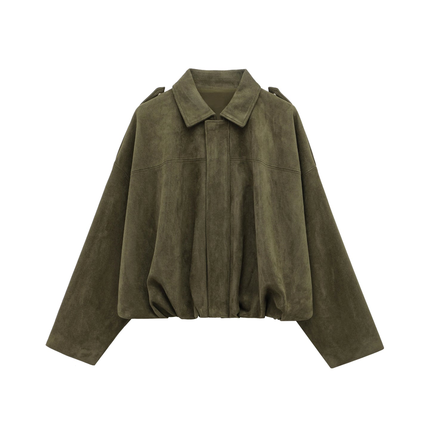 Women’s Brown Green Suede Bomber Jacket