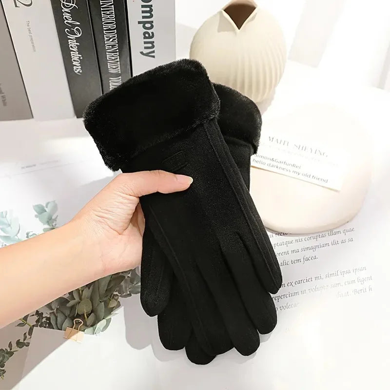 Women’s Winter Plush Suede Gloves