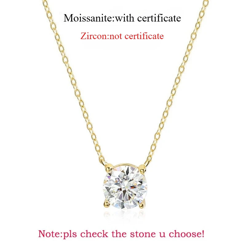 Sparkling, Classic, Lab Diamond Pendant Necklace. 100% 925 Sterling Silver