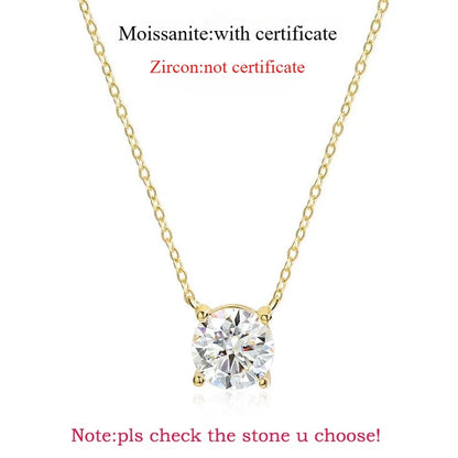 Sparkling, Classic, Lab Diamond Pendant Necklace. 100% 925 Sterling Silver