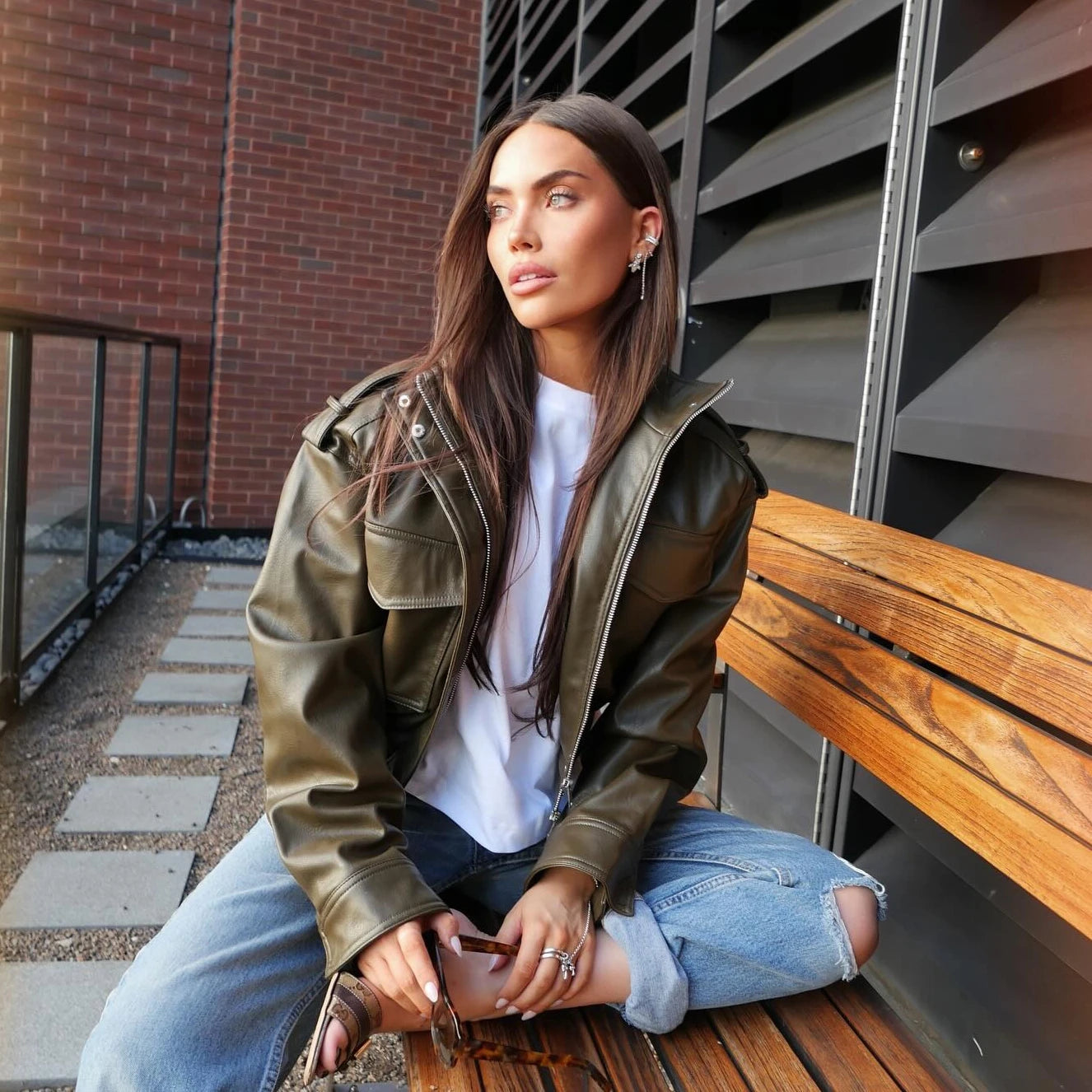 Urban Street Style Faux Leather Jacket