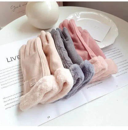 Women’s Winter Plush Suede Gloves