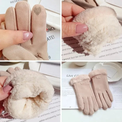 Women’s Winter Plush Suede Gloves