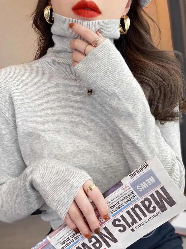 Soft Cotton Blend Turtleneck Sweater
