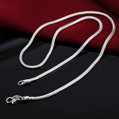 Silver Snake Chain Necklace – Solid Unisex Pendant Chain