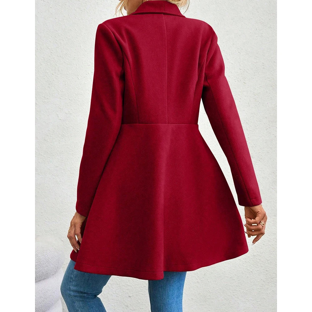 Mia Muse Women's Red Winter Button Coat