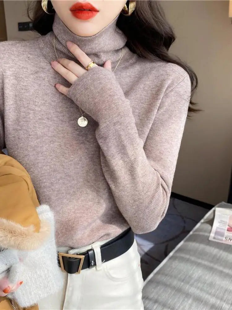 Soft Cotton Blend Turtleneck Sweater