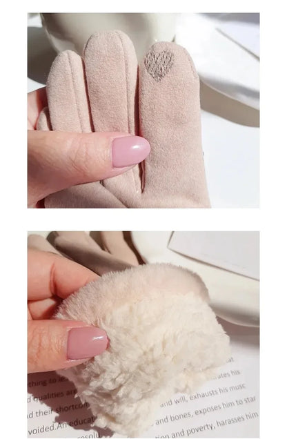 Women’s Winter Plush Suede Gloves