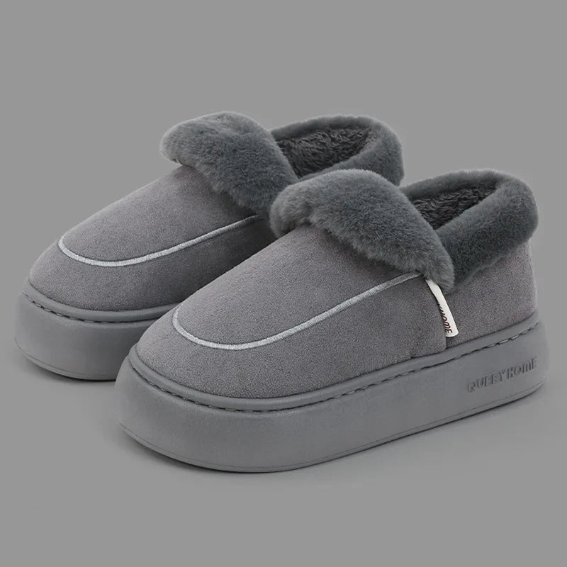 Evshine Fluffy Furry Platform Slippers – Winter Comfort