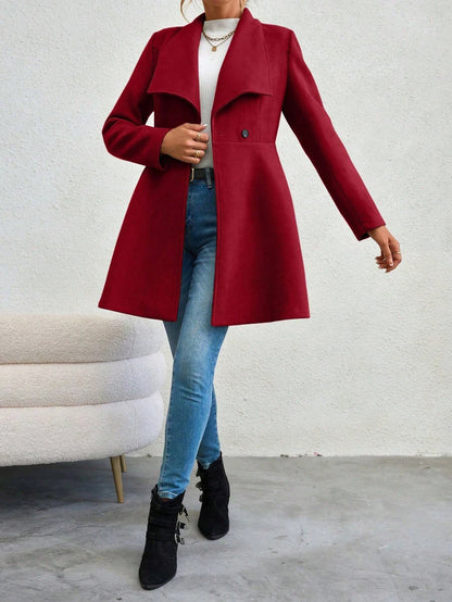 Mia Muse Women's Red Winter Button Coat