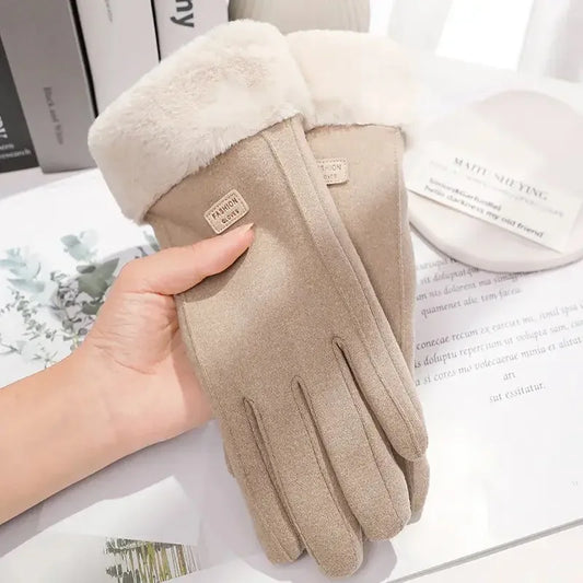Women’s Winter Plush Suede Gloves