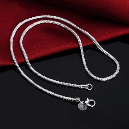 Silver Snake Chain Necklace – Solid Unisex Pendant Chain