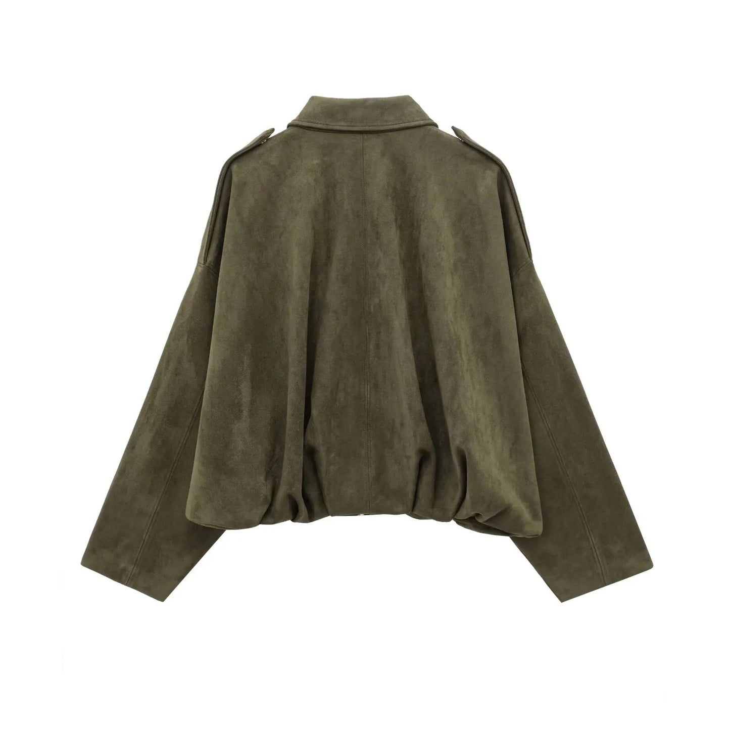 Women’s Brown Green Suede Bomber Jacket