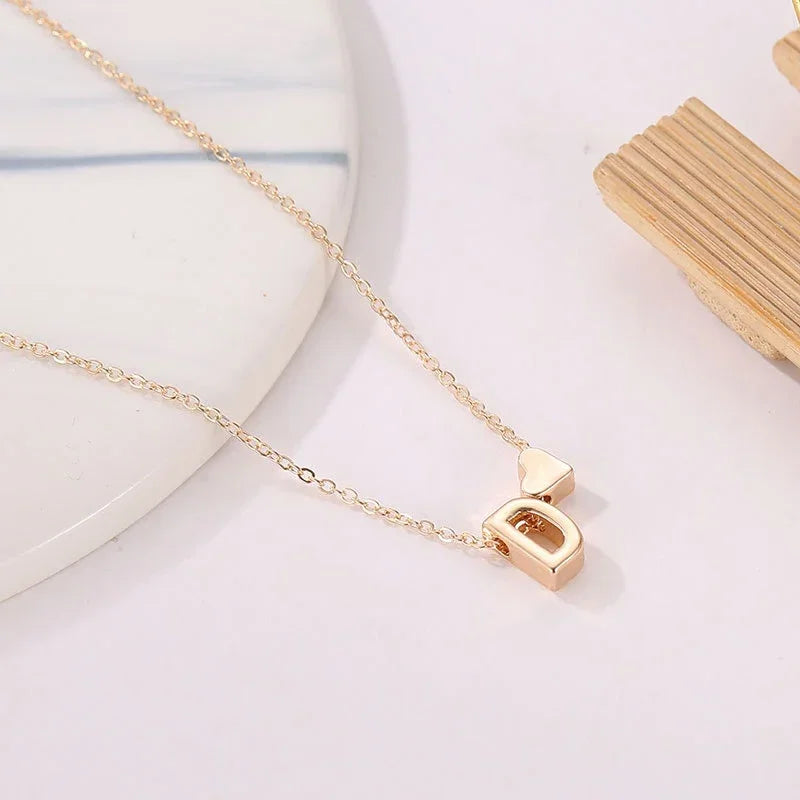 Tiny Heart Initial Necklace - Gold/Silver Choker