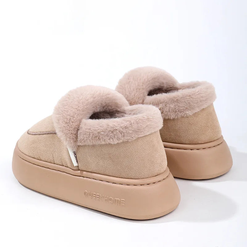 Evshine Fluffy Furry Platform Slippers – Winter Comfort