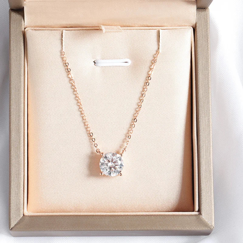 Sparkling, Classic, Lab Diamond Pendant Necklace. 100% 925 Sterling Silver