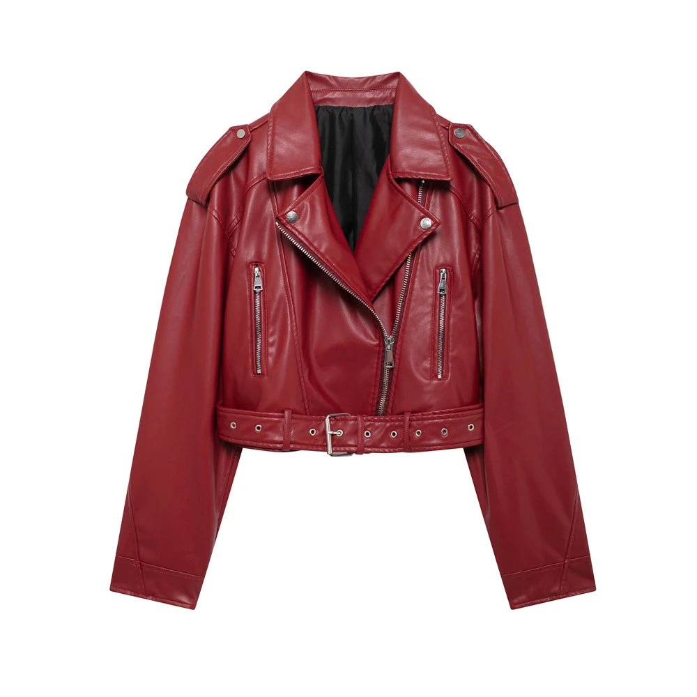 Faux Leather Biker Jacket – Chic Zip-Up Coat