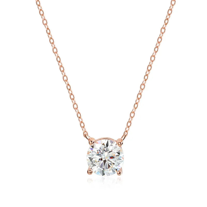 Sparkling, Classic, Lab Diamond Pendant Necklace. 100% 925 Sterling Silver