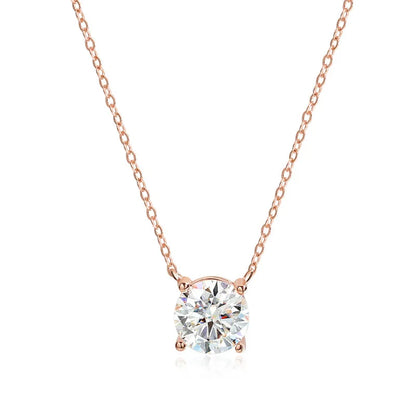 Sparkling, Classic, Lab Diamond Pendant Necklace. 100% 925 Sterling Silver